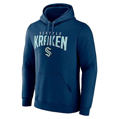 Men's Fanatics Branded Navy Seattle Kraken Special Edition 2.0 Wordmark Pullover Hoodie