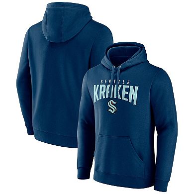 Men's Fanatics Branded Navy Seattle Kraken Special Edition 2.0 Wordmark Pullover Hoodie