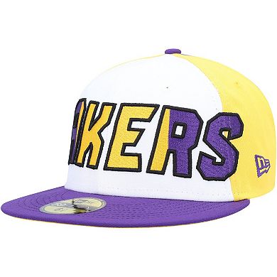 Men's New Era White/Purple Los Angeles Lakers Back Half 9FIFTY Fitted Hat
