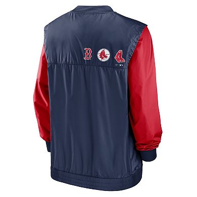 Men's Nike White/Navy Boston Red Sox Rewind Warmup V-Neck Pullover Jacket