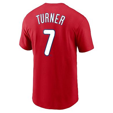Men's Nike Trea Turner Red Philadelphia Phillies 2023 Name & Number T-Shirt