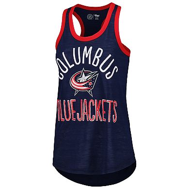Women's G-III 4Her by Carl Banks Navy Columbus Blue Jackets First Base Racerback Scoop Neck Tank Top