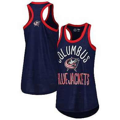 Women's G-III 4Her by Carl Banks Navy Columbus Blue Jackets First Base Racerback Scoop Neck Tank Top