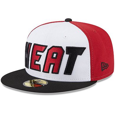 Men's New Era White/Black Miami Heat Back Half 9FIFTY Fitted Hat