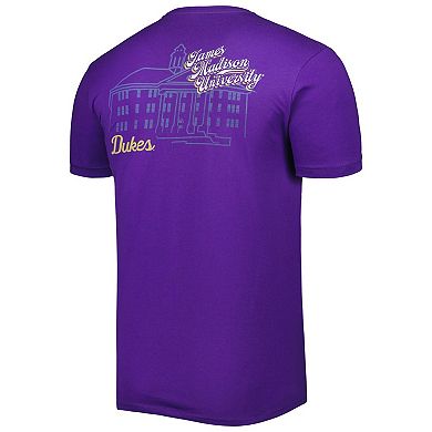 Men's Purple James Madison Dukes Mascot Scenery Premium T-Shirt