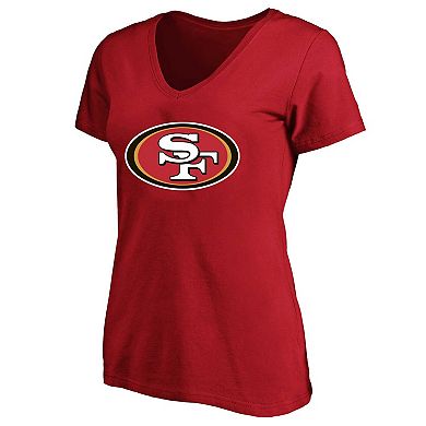 Women's Christian McCaffrey Scarlet San Francisco 49ers Plus Size Fair Catch Name & Number V-Neck T-Shirt
