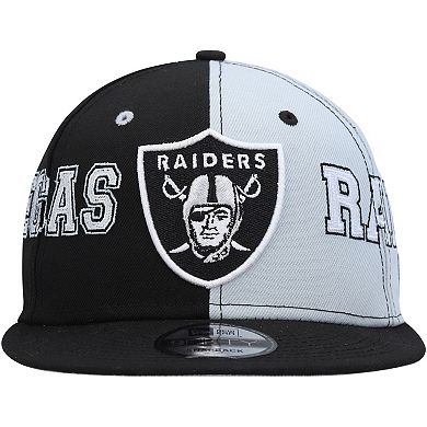 Men's New Era Black/Gray Las Vegas Raiders Team Split 9FIFTY Snapback Hat