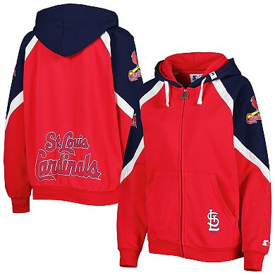Women's Starter Red/Navy St. Louis Cardinals Hail Mary Full-Zip Hoodie