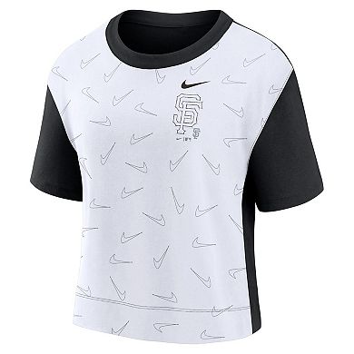 Women's Nike Black/White San Francisco Giants Line Up High Hip Fashion T-Shirt