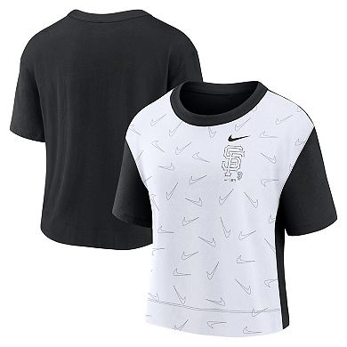 Women's Nike Black/White San Francisco Giants Line Up High Hip Fashion T-Shirt