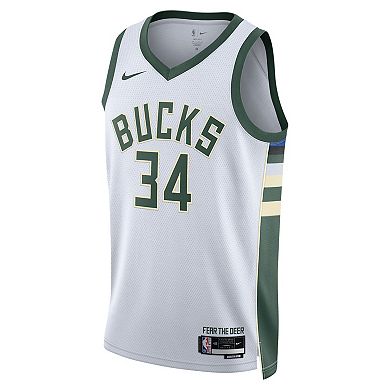 Unisex Nike Giannis Antetokounmpo White Milwaukee Bucks 2022/23 Swingman Jersey - Association Edition