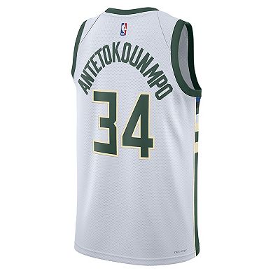 Unisex Nike Giannis Antetokounmpo White Milwaukee Bucks 2022/23 Swingman Jersey - Association Edition