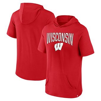 Men's Fanatics Branded Red Wisconsin Badgers Outline Lower Arch Hoodie T-Shirt