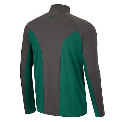 Men's Colosseum Green/Charcoal Michigan State Spartans Two Yutes Raglan Quarter-Zip Windshirt