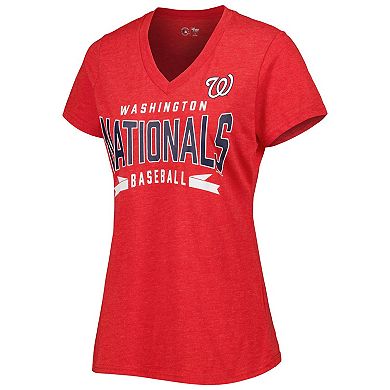 Women's G-III 4Her by Carl Banks Red Washington Nationals Dream Team V-Neck T-Shirt