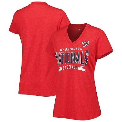 Women's G-III 4Her by Carl Banks Red Washington Nationals Dream Team V-Neck T-Shirt