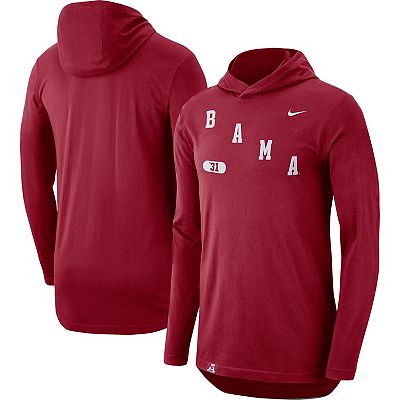 Men s Nike Crimson Alabama Crimson Tide Team Performance Long Sleeve Hoodie T Shirt