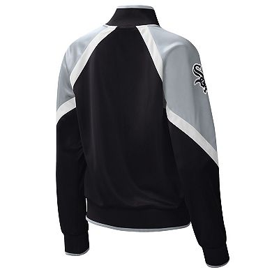 Women's Starter Black Chicago White Sox Touchdown Raglan Full-Zip Track Jacket