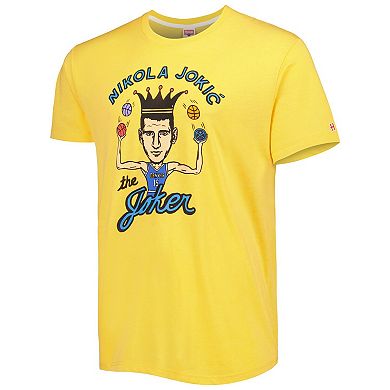 Men's Homage Nikola Jokic Gold Denver Nuggets Caricature Tri-Blend T-Shirt