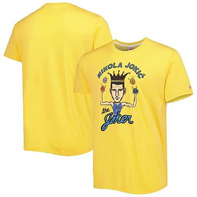 Men's Homage Nikola Jokic Gold Denver Nuggets Caricature Tri-Blend T-Shirt