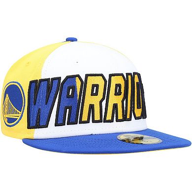 Men's New Era  White/Royal Golden State Warriors Back Half 9FIFTY Fitted Hat
