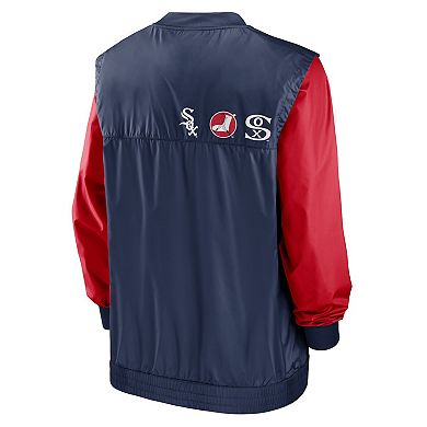 Men's Nike White/Navy Chicago White Sox Rewind Warmup V-Neck Pullover Jacket