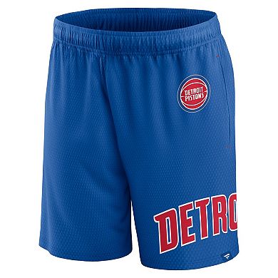 Men's Fanatics Branded Blue Detroit Pistons Free Throw Mesh Shorts