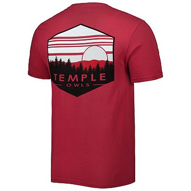 Men's Red Temple Owls Landscape Shield T-Shirt