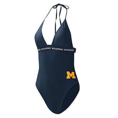 Women's G-III 4Her by Carl Banks Navy Michigan Wolverines Full Count One-Piece Swimsuit