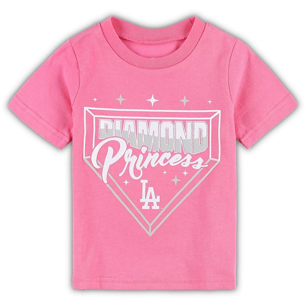 Girls Toddler Pink Los Angeles Dodgers Diamond Princess T-Shirt