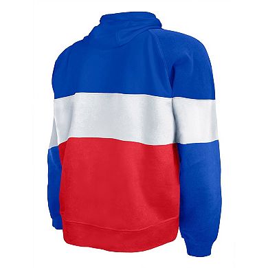 Men's New Era Red New England Patriots Big & Tall Throwback Colorblock Raglan Pullover Hoodie