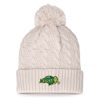 Women's Top of the World Cream NDSU Bison Pearl Cuffed Knit Hat with Pom