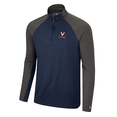 Men's Colosseum Navy/Charcoal Virginia Cavaliers Two Yutes Raglan Quarter-Zip Windshirt