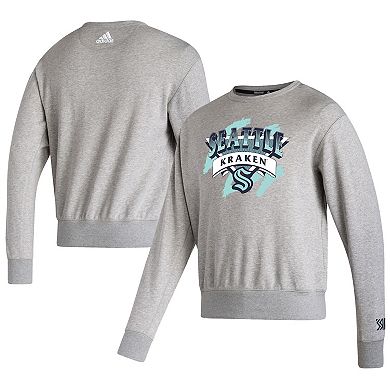 Men's adidas Gray Seattle Kraken Reverse Retro 2.0 Vintage Pullover Sweatshirt