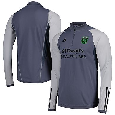 Men's adidas Gray Austin FC 2023 On-Field AEROREADY Quarter-Zip Training Top