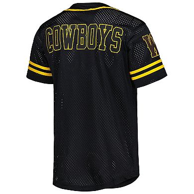 Men's Colosseum Black Wyoming Cowboys Free Spirited Mesh Button-Up Baseball Jersey