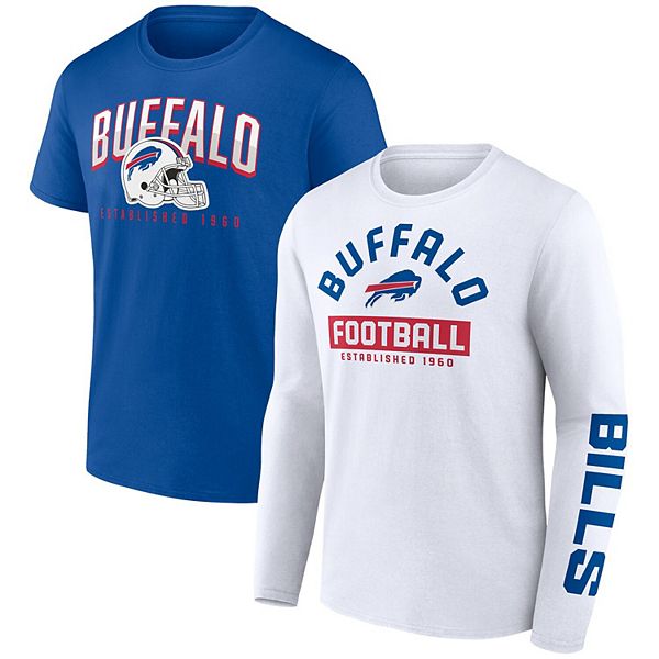 Men's Fanatics Branded Royal/White Buffalo Bills Long and Short Sleeve  Two-Pack T-Shirt