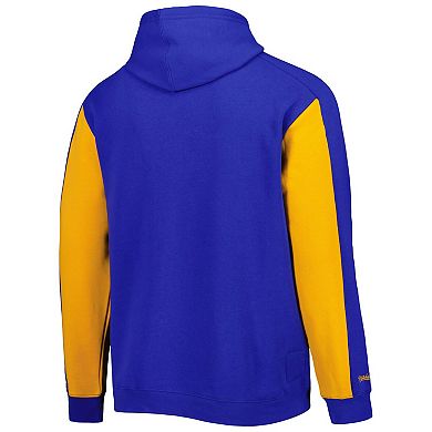 Men's Mitchell & Ness Royal/Gold Milwaukee Brewers Colorblocked Fleece Pullover Hoodie
