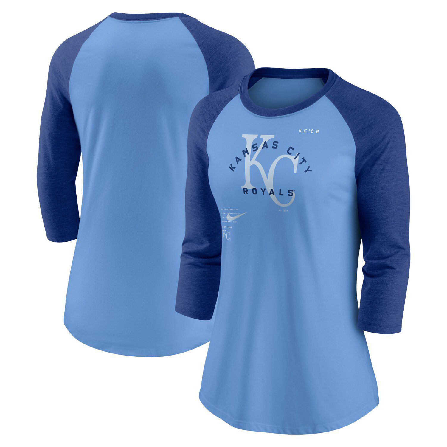 Men's Kansas City Royals Concepts Sport Light Blue Inertia Raglan Long  Sleeve Henley T-Shirt