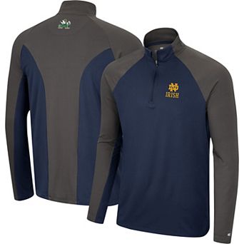 Men's Colosseum Navy/Charcoal Notre Dame Fighting Irish Two Yutes Raglan Quarter-Zip Windshirt