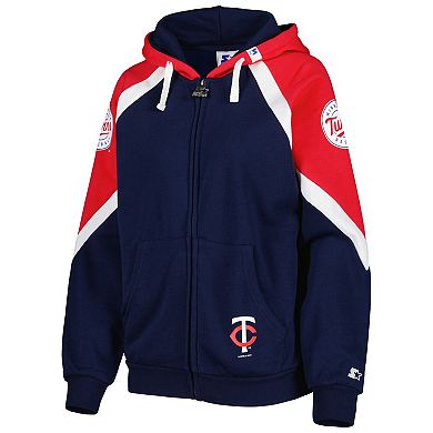 Women's Starter Navy/Red Minnesota Twins Hail Mary Full-Zip Hoodie