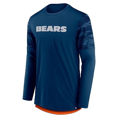 Men's Fanatics Branded Navy/Orange Chicago Bears Square Off Long Sleeve T-Shirt