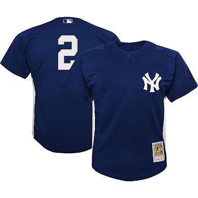 Youth Mitchell & Ness Derek Jeter Navy New York Yankees Team Cooperstown Collection Mesh Batting Practice Jersey