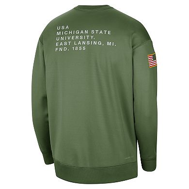 Women's Nike Olive Michigan State Spartans Military Collection All-Time Performance Crew Pullover Sweatshirt