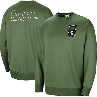 Women's Nike Olive Michigan State Spartans Military Collection All-Time Performance Crew Pullover Sweatshirt