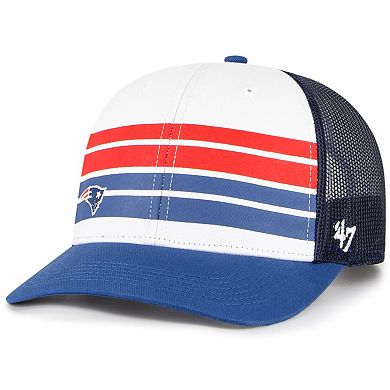 Youth '47 White/Blue New England Patriots Cove Trucker Snapback Hat