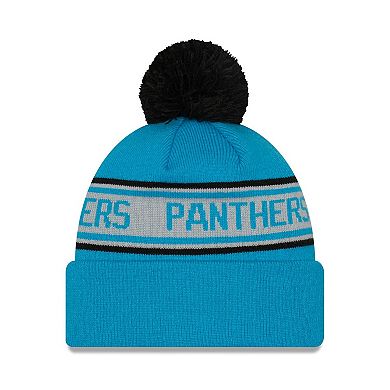 Men's New Era Blue Carolina Panthers  Repeat Cuffed Knit Hat with Pom