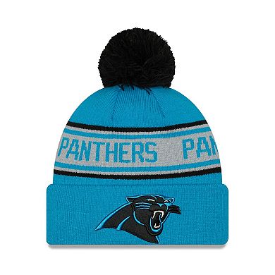Men's New Era Blue Carolina Panthers  Repeat Cuffed Knit Hat with Pom