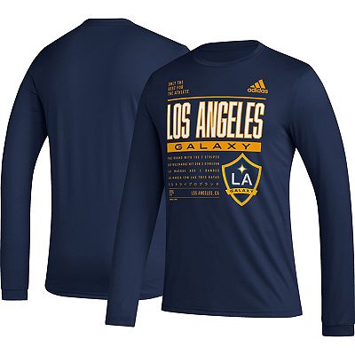 Men s adidas Navy LA Galaxy Club DNA Long Sleeve T Shirt