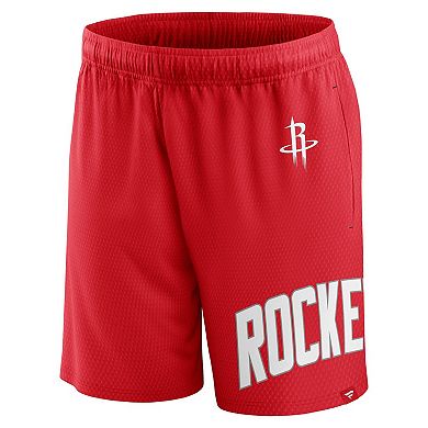 Men's Fanatics Branded Red Houston Rockets Free Throw Mesh Shorts